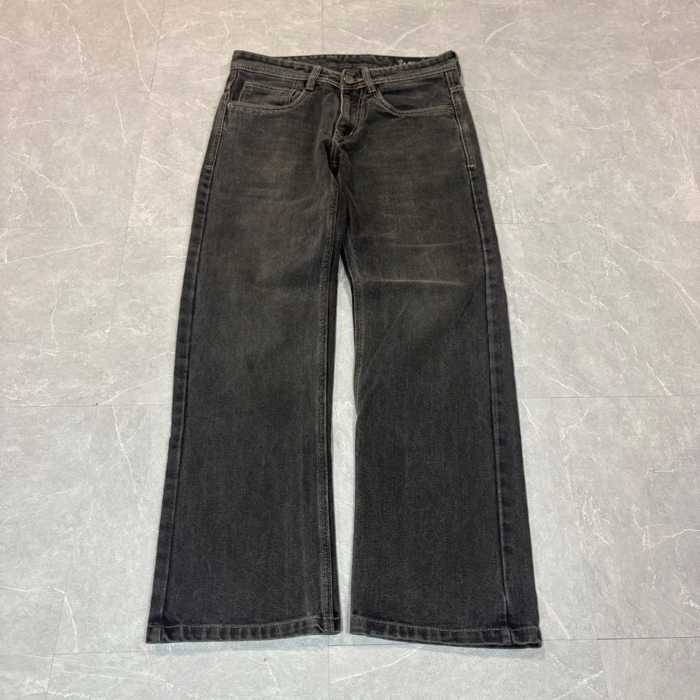 Gap 1969 Mens Straight Leg Jeans Faded Black Denim Size 30 Embroidered Logo
